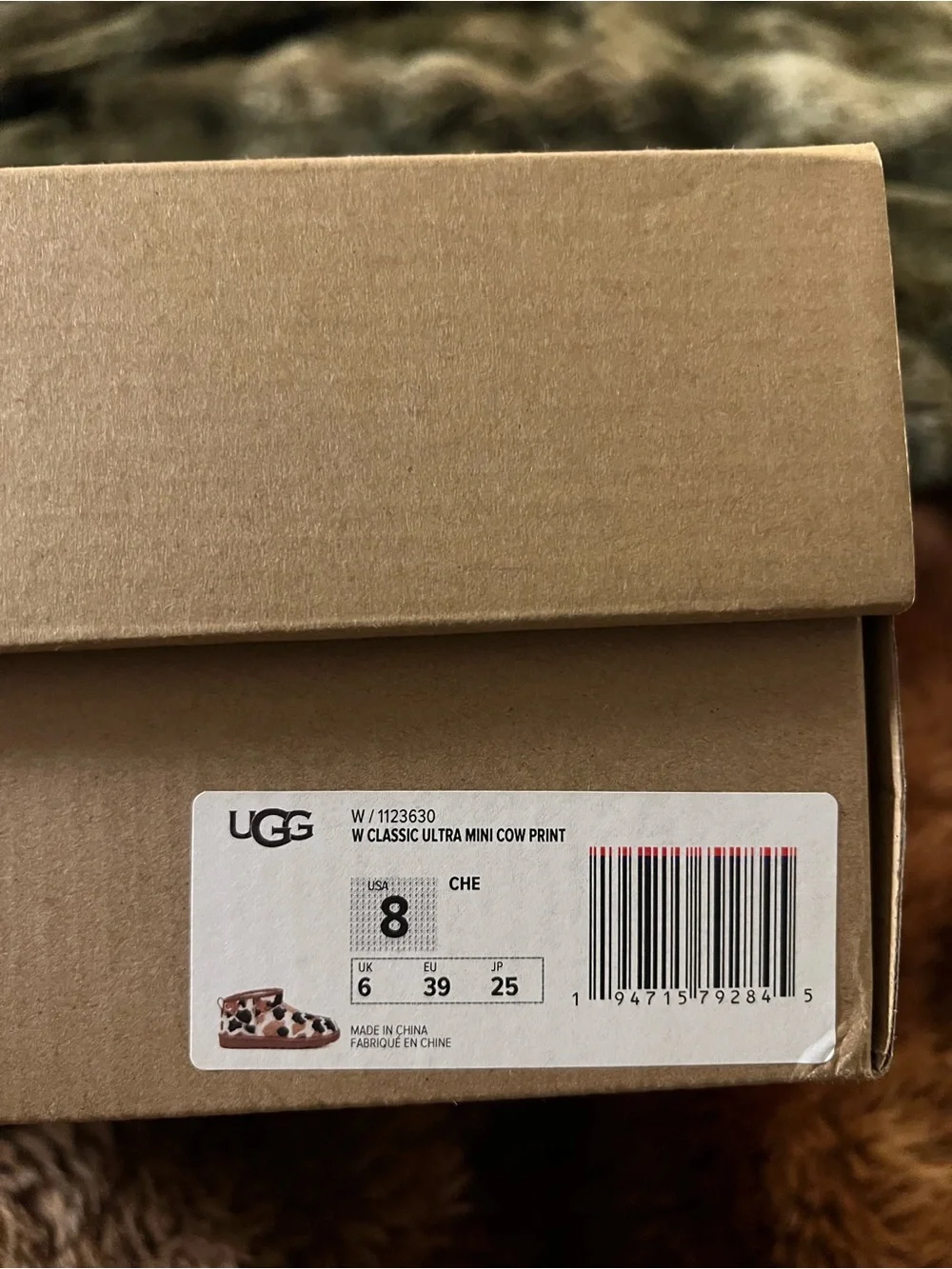 UGG Classic Ultra Mini Cow Print Boots | Size W 8
